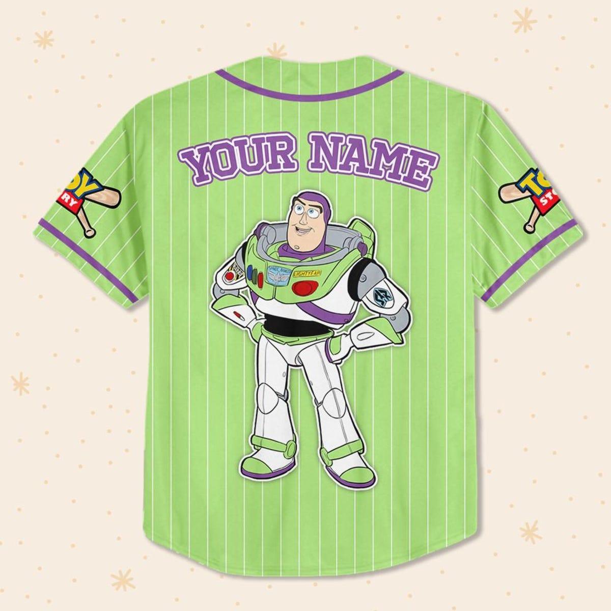 Mckenzieshoponline Disney Toy Story Buzz Lightyear Green Simple Disney Personalized Baseball Jersey For Fans - Image 4