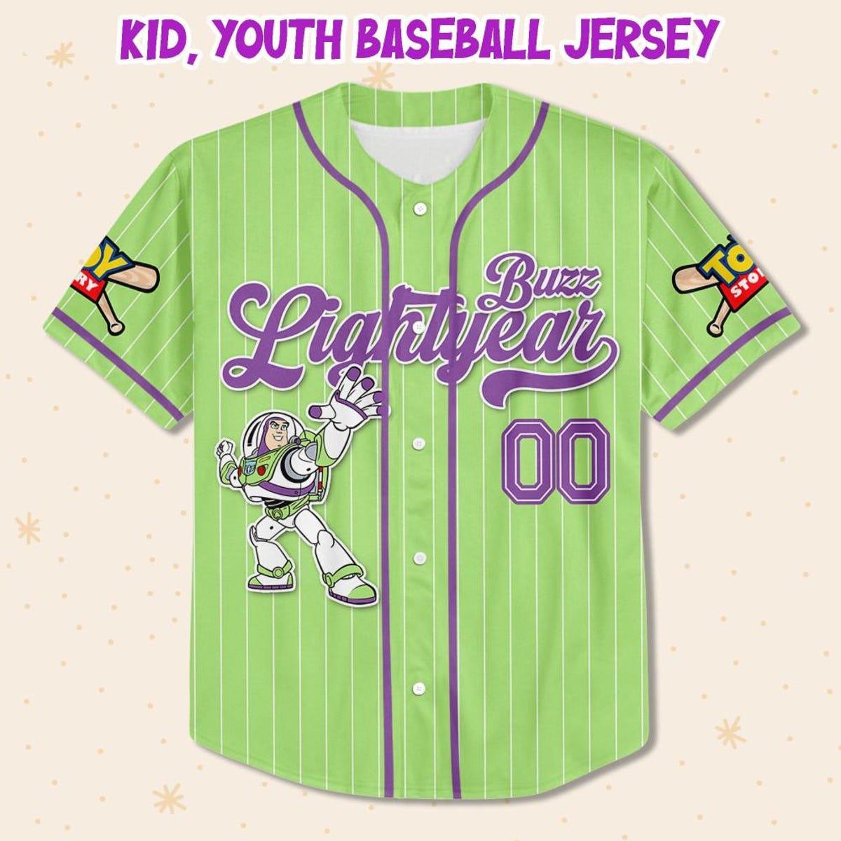 Mckenzieshoponline Disney Toy Story Buzz Lightyear Green Simple Disney Personalized Baseball Jersey For Fans - Image 3