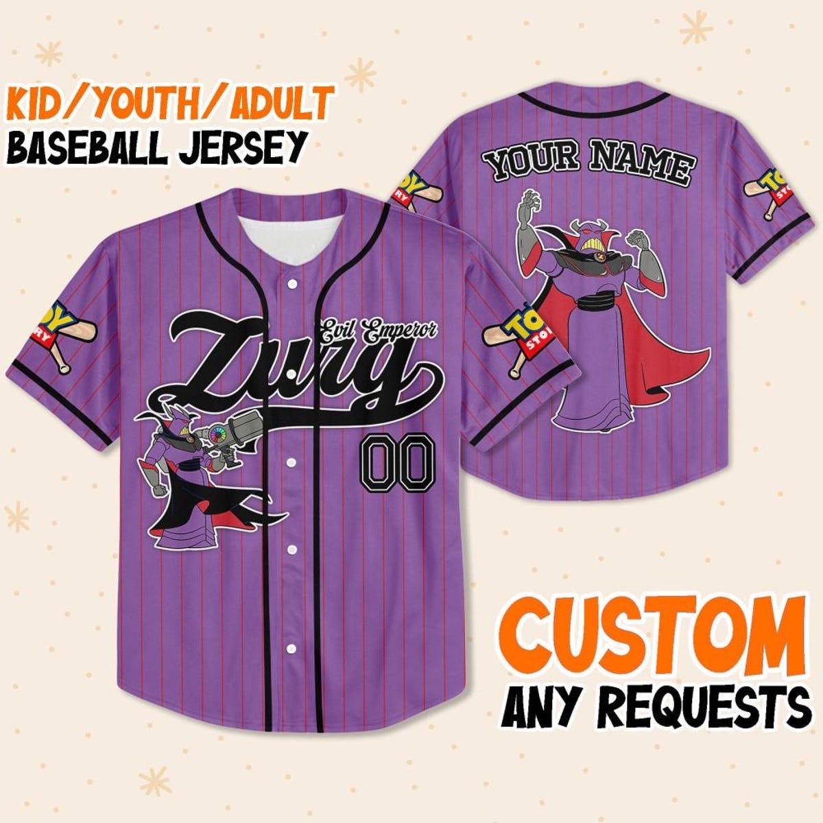 Mckenzieshoponline Disney Toy Story Emperor Zurg Purple Simple Personalized Baseball Jersey For Fans