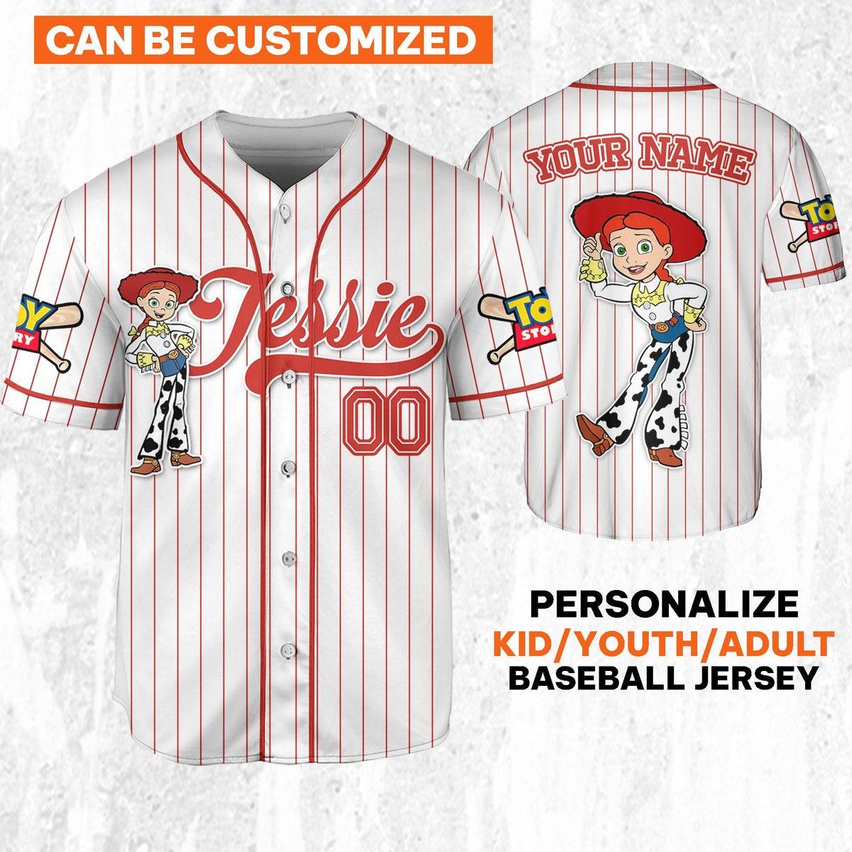 Mckenzieshoponline Disney Toy Story Jessie Sheriff Woody Buzz Lightyear Personalized Baseball Jersey For Fans