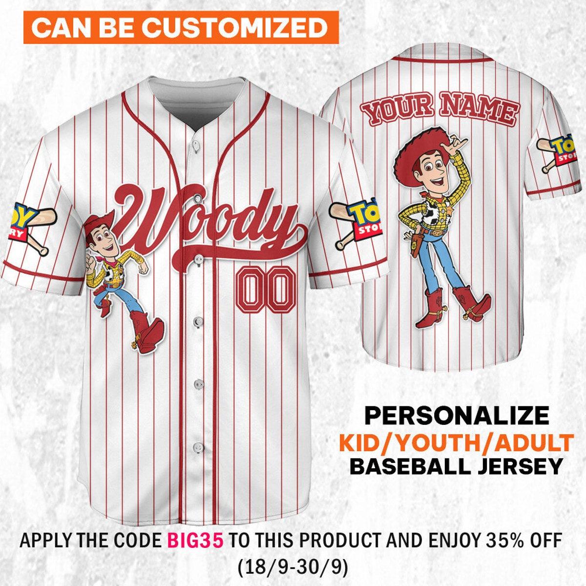 Mckenzieshoponline Disney Toy Story Woody Sheriff Woody Buzz Lightyear Personalized Baseball Jersey For Fans