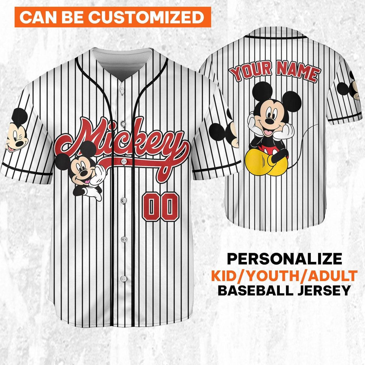 Mckenzieshoponline Disney Vintage Mickey Mouse Smile Personalized Baseball Jersey For Fans - Image 3