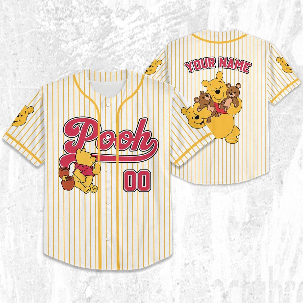 Mckenzieshoponline Disney Winnie The Pooh Striped Personalized Baseball Jersey For Fans - Image 3