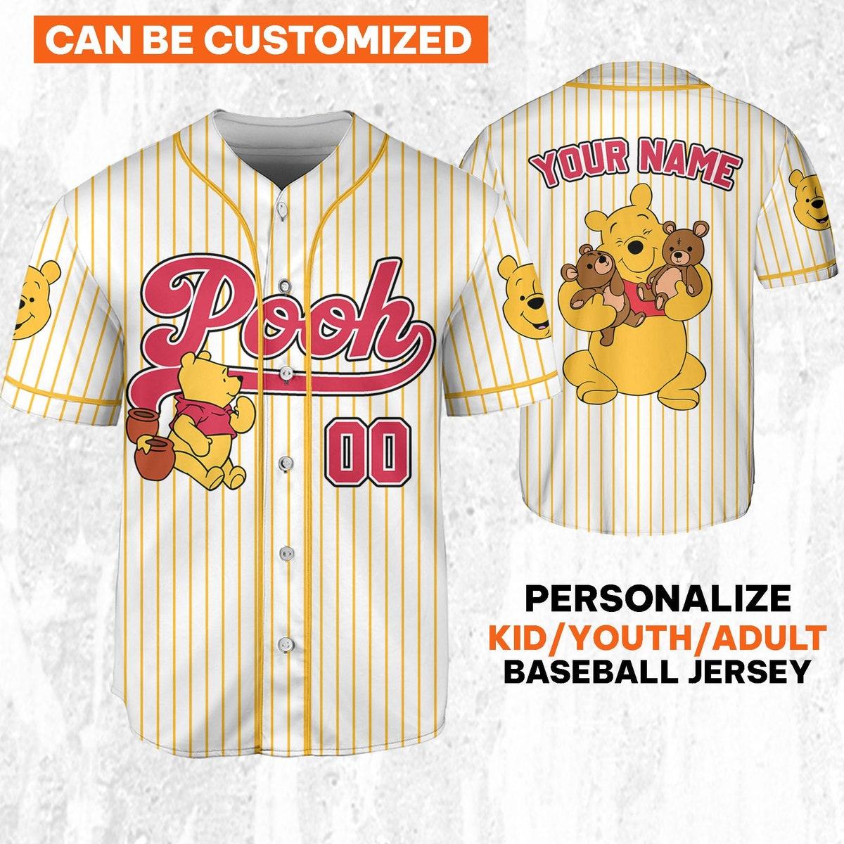 Mckenzieshoponline Disney Winnie The Pooh Striped Personalized Baseball Jersey For Fans