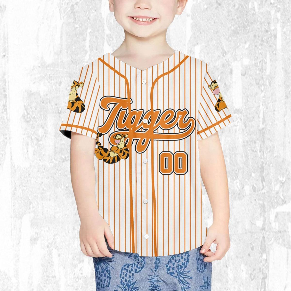 Mckenzieshoponline Disney Winnie The Pooh Tigger Striped Personalized Baseball Jersey For Fans - Image 8