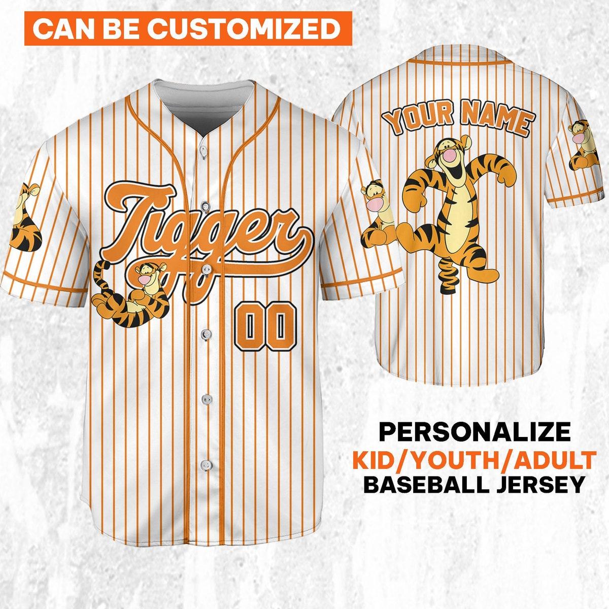 Mckenzieshoponline Disney Winnie The Pooh Tigger Striped Personalized Baseball Jersey For Fans