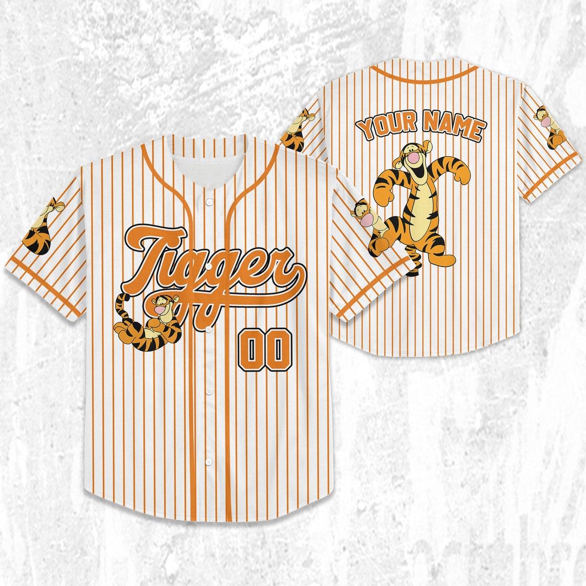 Mckenzieshoponline Disney Winnie The Pooh Tigger Striped Personalized Baseball Jersey For Fans - Image 3