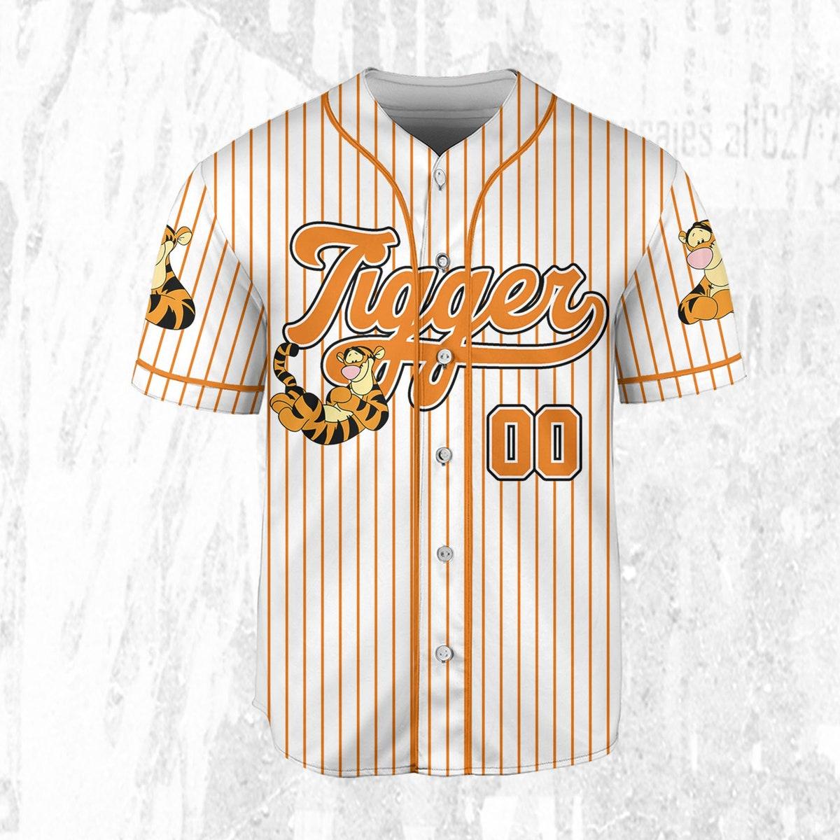 Mckenzieshoponline Disney Winnie The Pooh Tigger Striped Personalized Baseball Jersey For Fans - Image 4