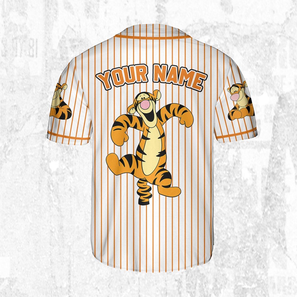 Mckenzieshoponline Disney Winnie The Pooh Tigger Striped Personalized Baseball Jersey For Fans - Image 5
