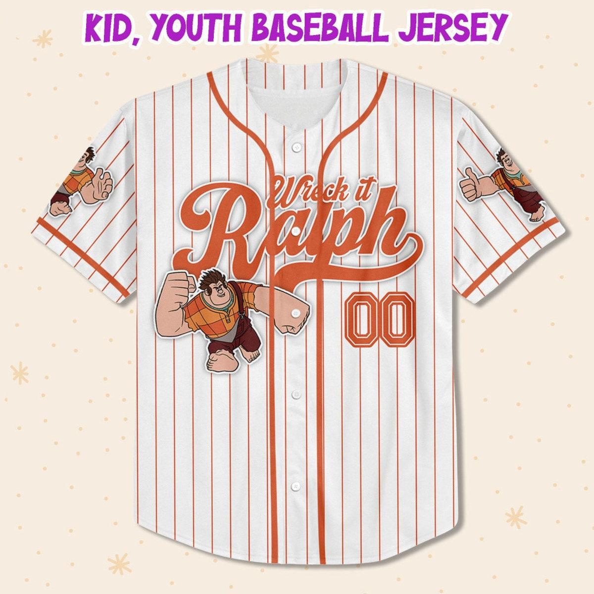 Mckenzieshoponline Disney Wreck It Ralph Simple Stripe Personalized Baseball Jersey For Fans - Image 3