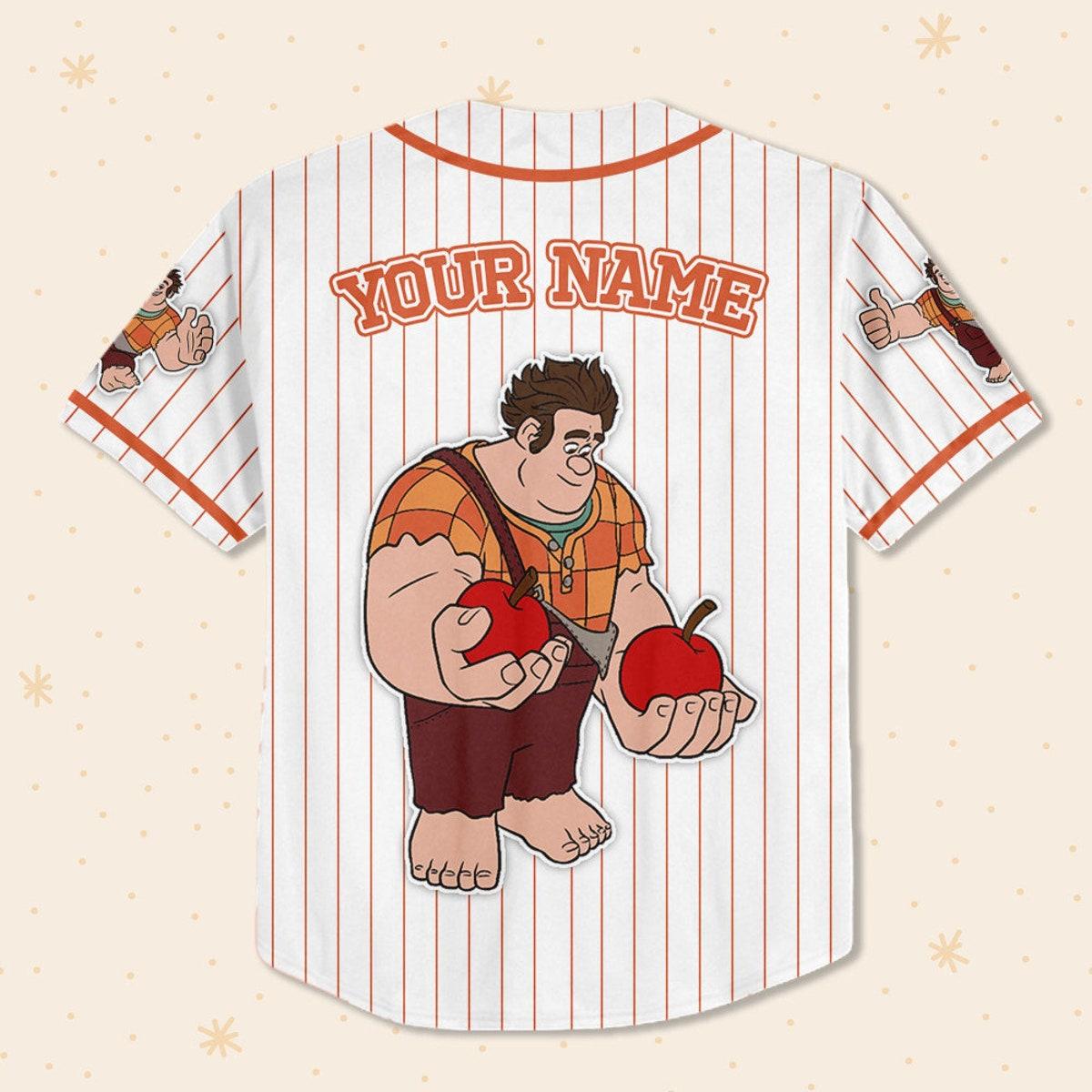 Mckenzieshoponline Disney Wreck It Ralph Simple Stripe Personalized Baseball Jersey For Fans - Image 4