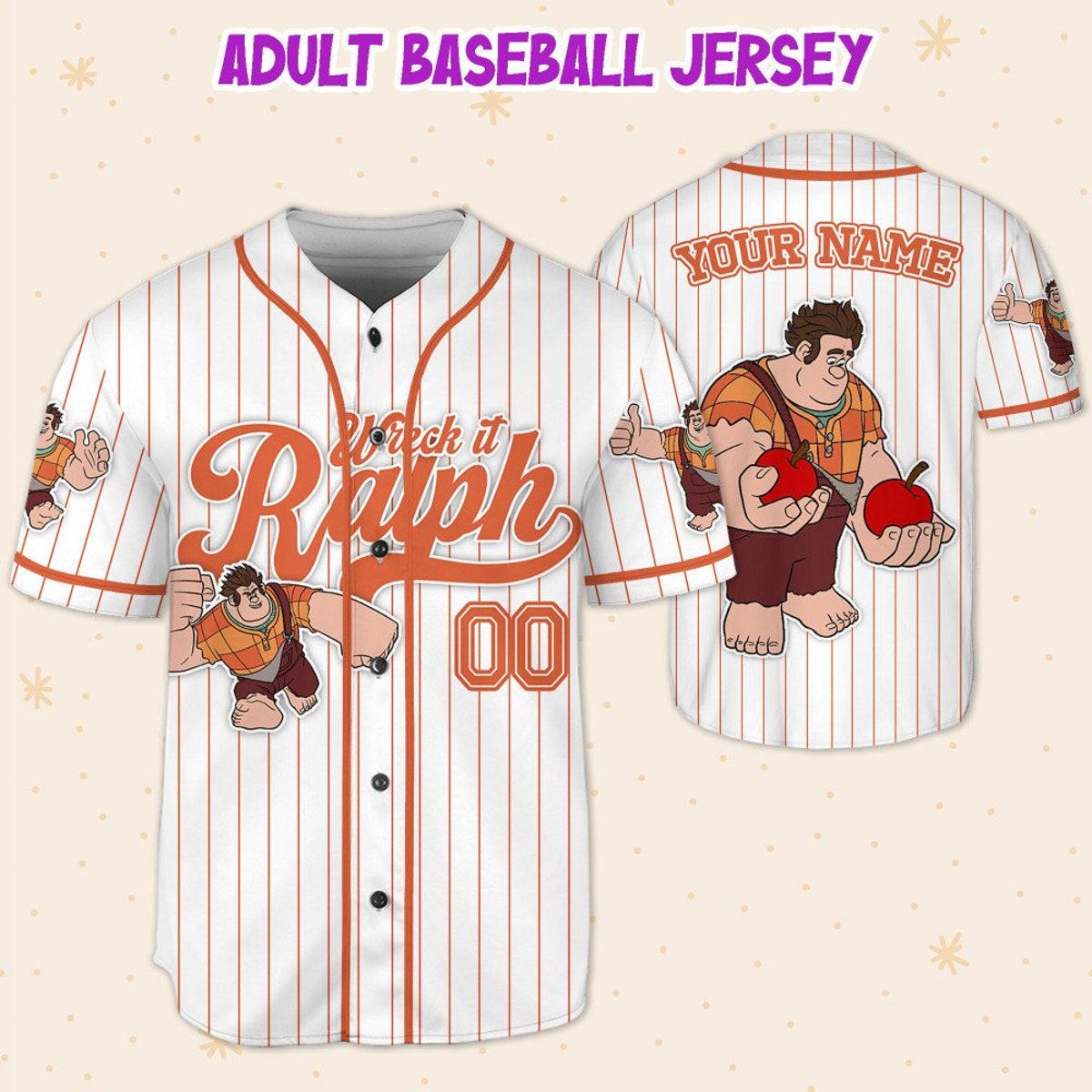 Mckenzieshoponline Disney Wreck It Ralph Simple Stripe Personalized Baseball Jersey For Fans - Image 6