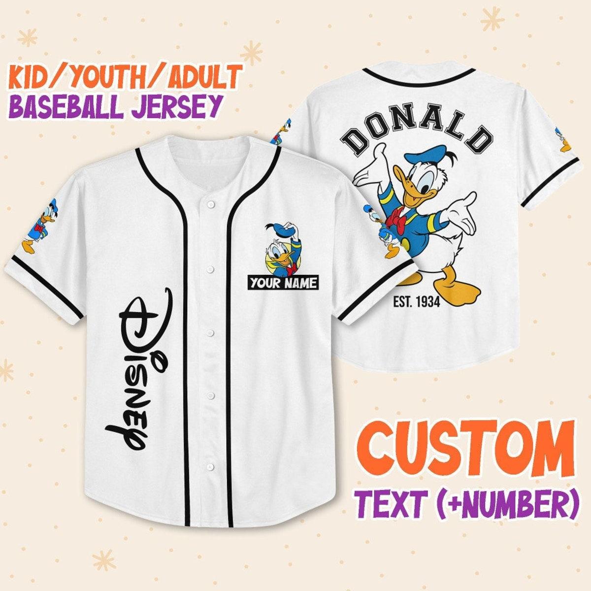Mckenzieshoponline Disneyland Donald Duck Vintage Disney Characters Personalized Baseball Jersey For Fans - Image 2