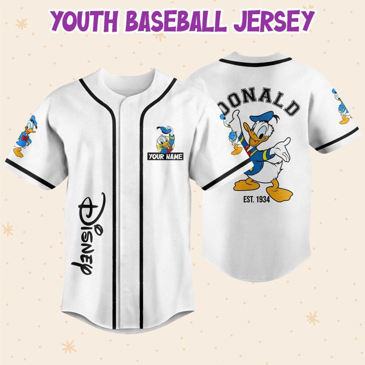 Mckenzieshoponline Disneyland Donald Duck Vintage Disney Characters Personalized Baseball Jersey For Fans - Image 6