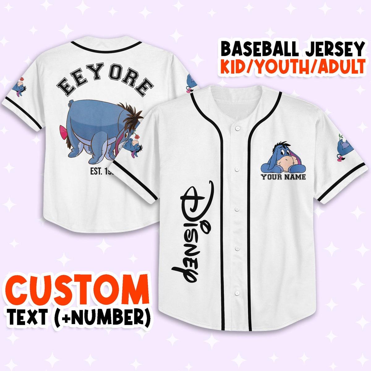 Mckenzieshoponline Disneyland Eeyore Vintage Disney Characters Personalized Baseball Jersey For Fans - Image 2