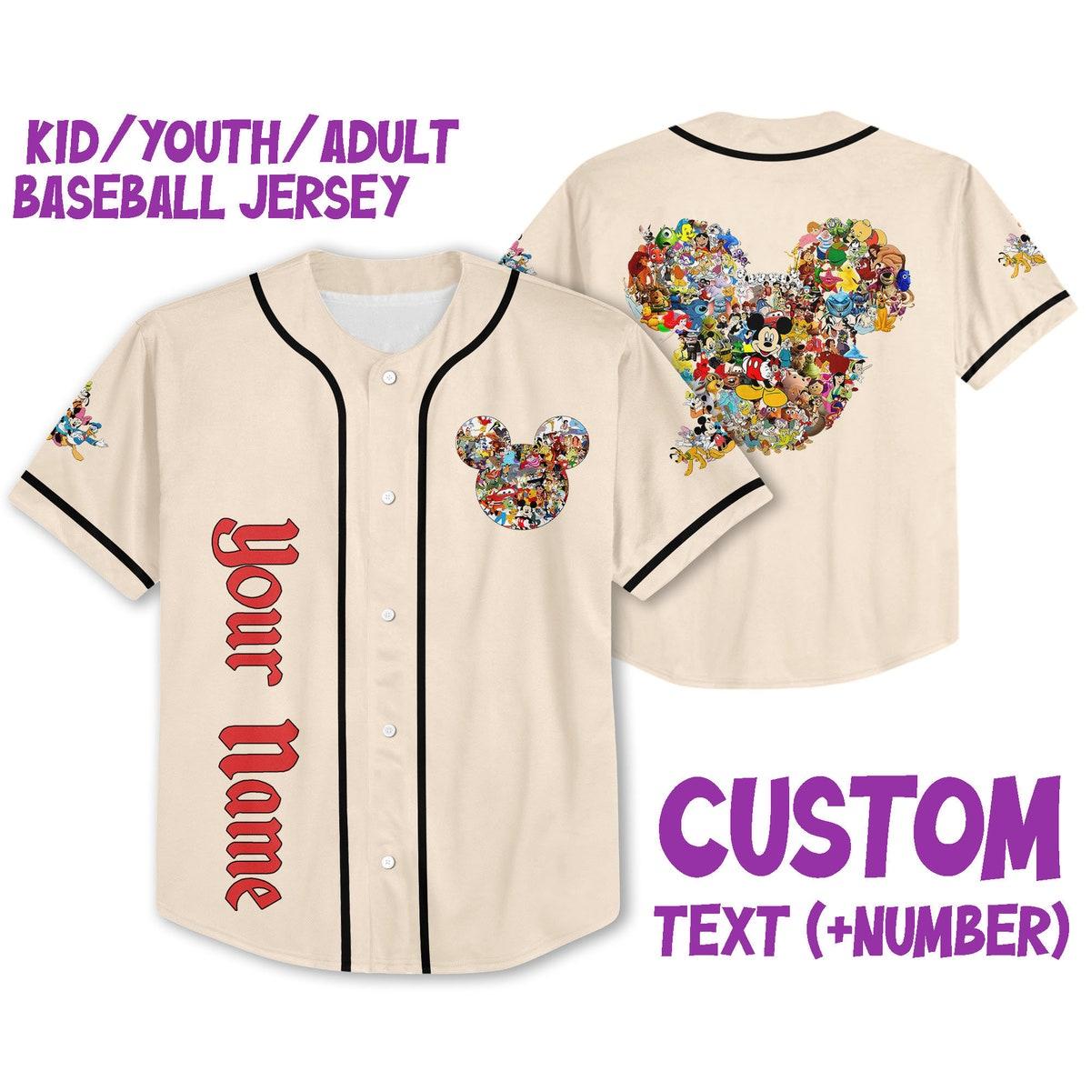 Mckenzieshoponline Disneyland Mickey Head Disney Characters Personalized Baseball Jersey For Fans