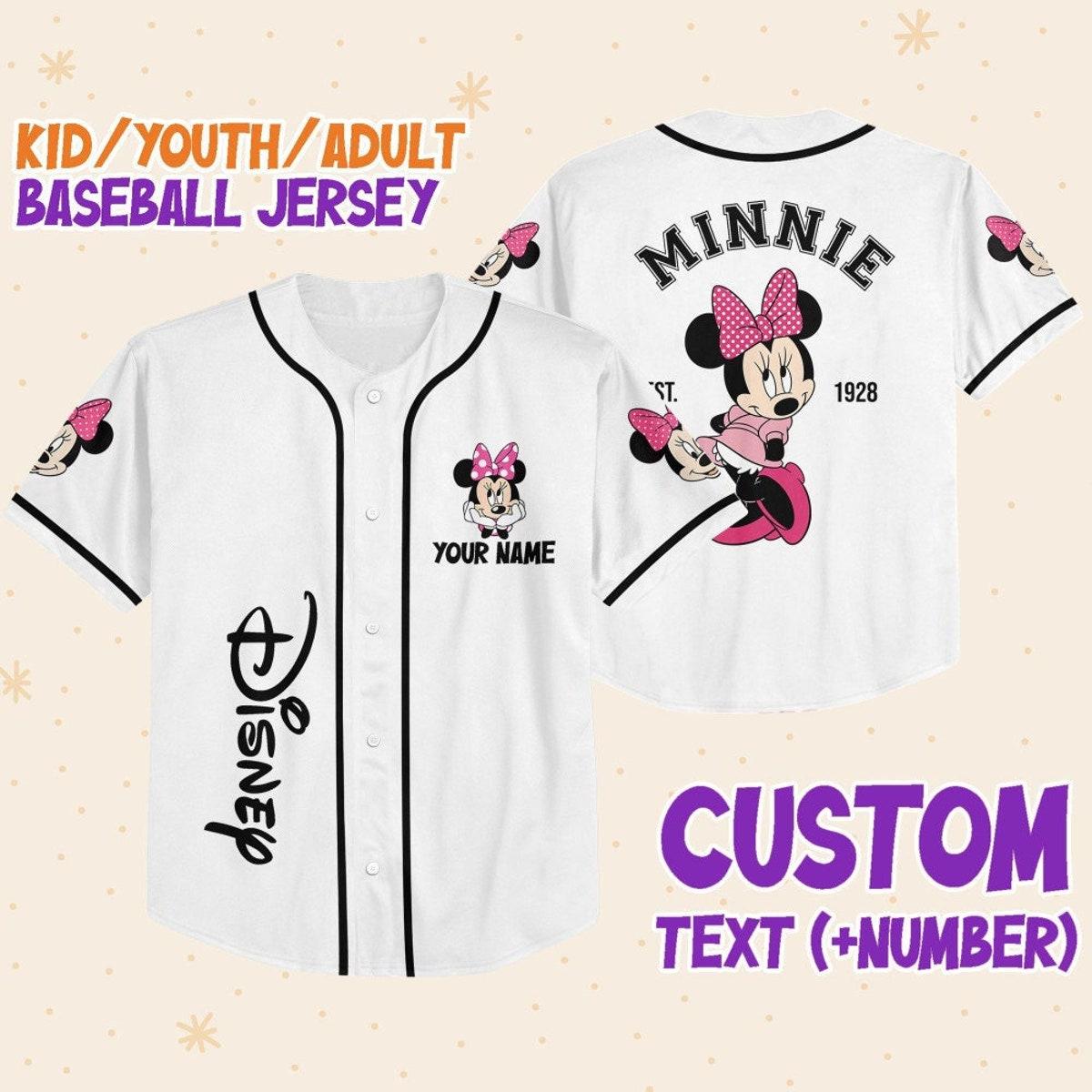 Mckenzieshoponline Disneyland Minnie Mouse Vintage Disney Characters Personalized Baseball Jersey For Fans