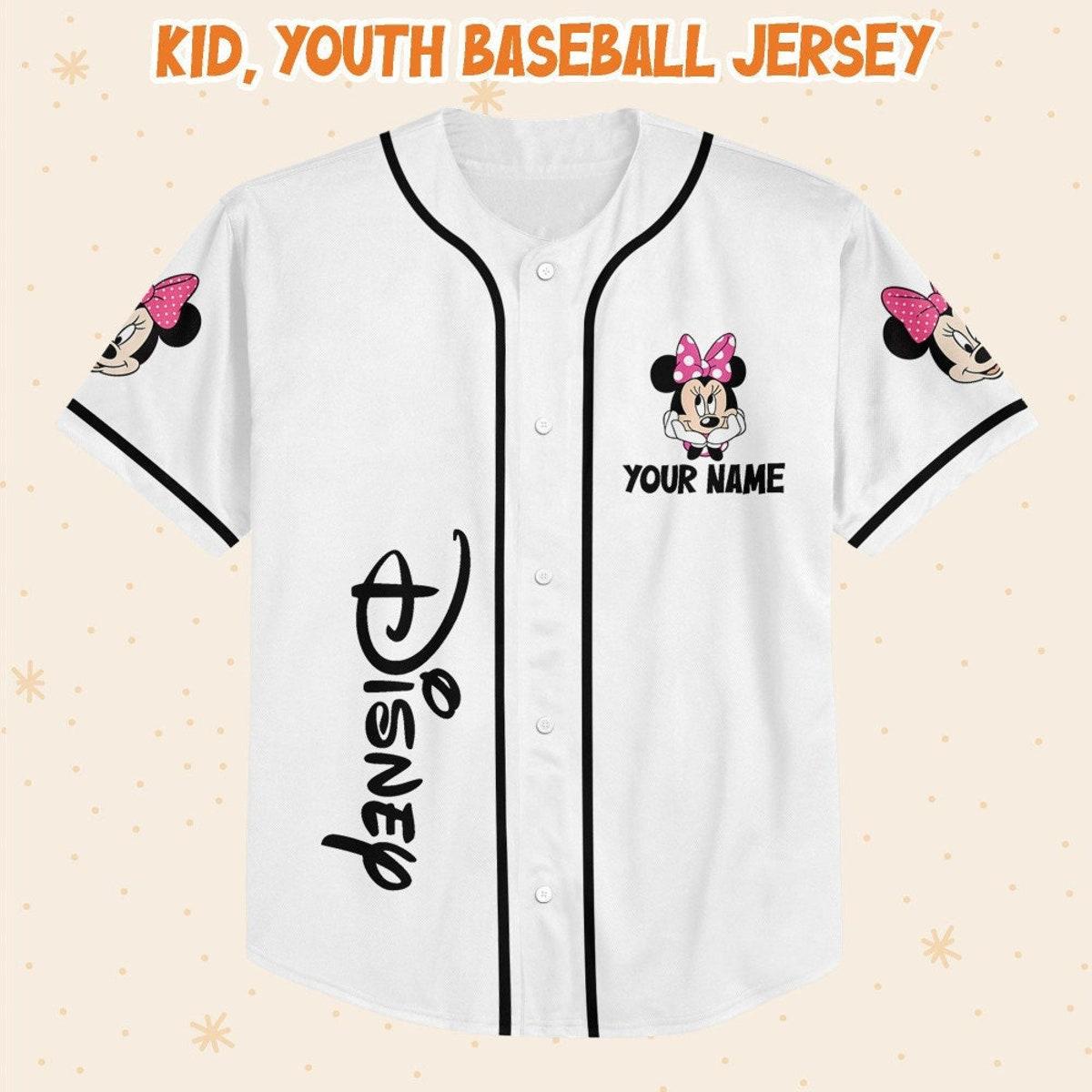 Mckenzieshoponline Disneyland Minnie Mouse Vintage Disney Characters Personalized Baseball Jersey For Fans - Image 3