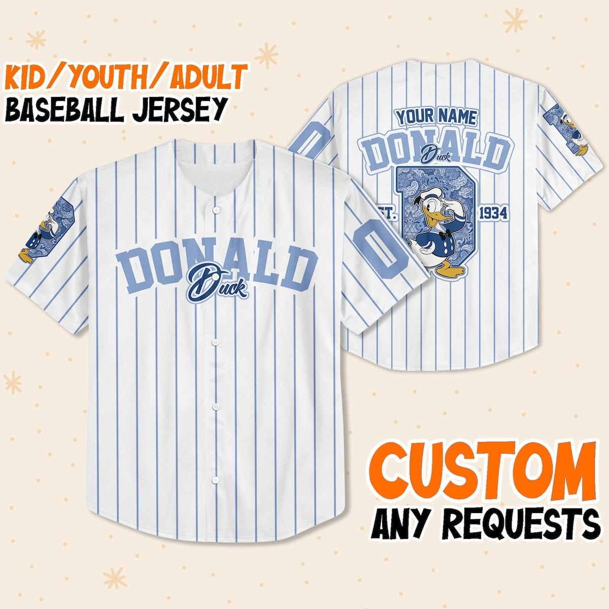 Mckenzieshoponline Donald Duck 1934 Disney Personalized Baseball Jersey For Fans