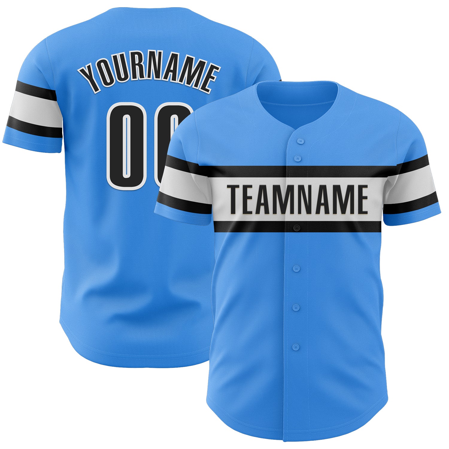 Mckenzieshoponline Electric Blue Black White Personalized Baseball Jersey For Fans