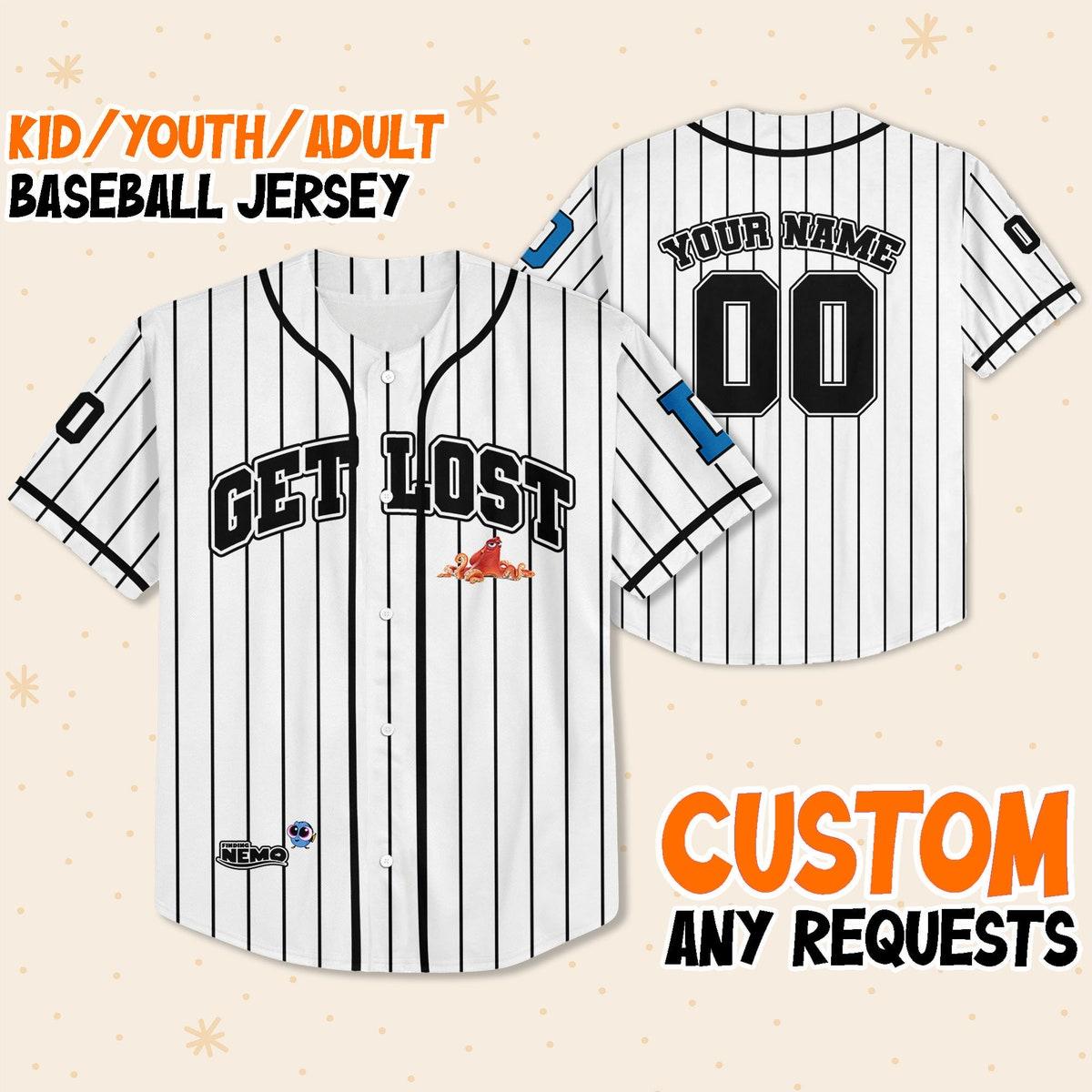 Mckenzieshoponline Finding Nemo Get Lost White Disney Personalized Baseball Jersey For Fans