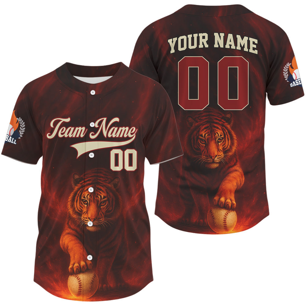 Mckenzieshoponline Flames Tiger Personalized Baseball Jersey For Fans