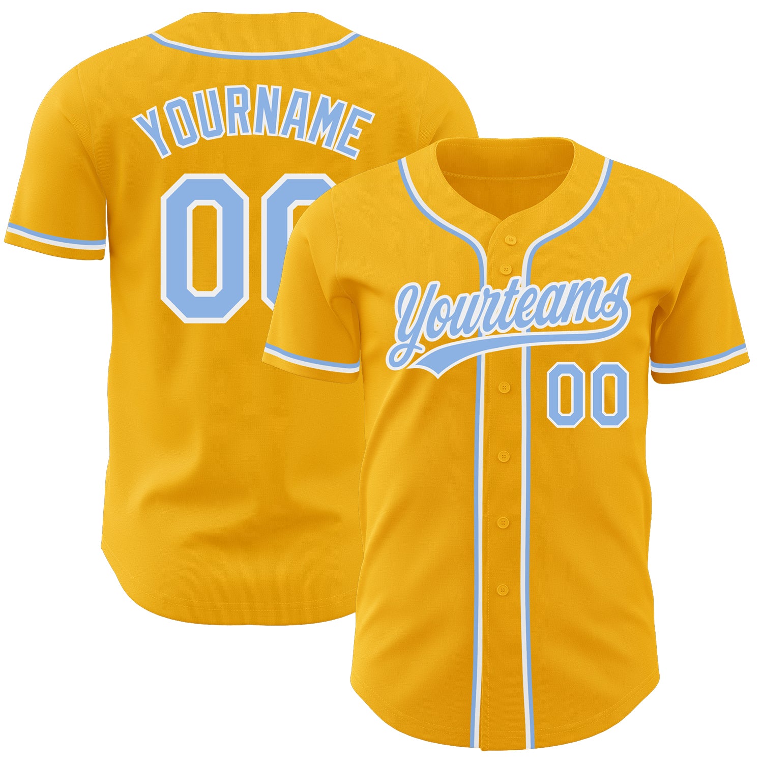 Mckenzieshoponline Gold Light Blue White Personalized Baseball Jersey For Fans