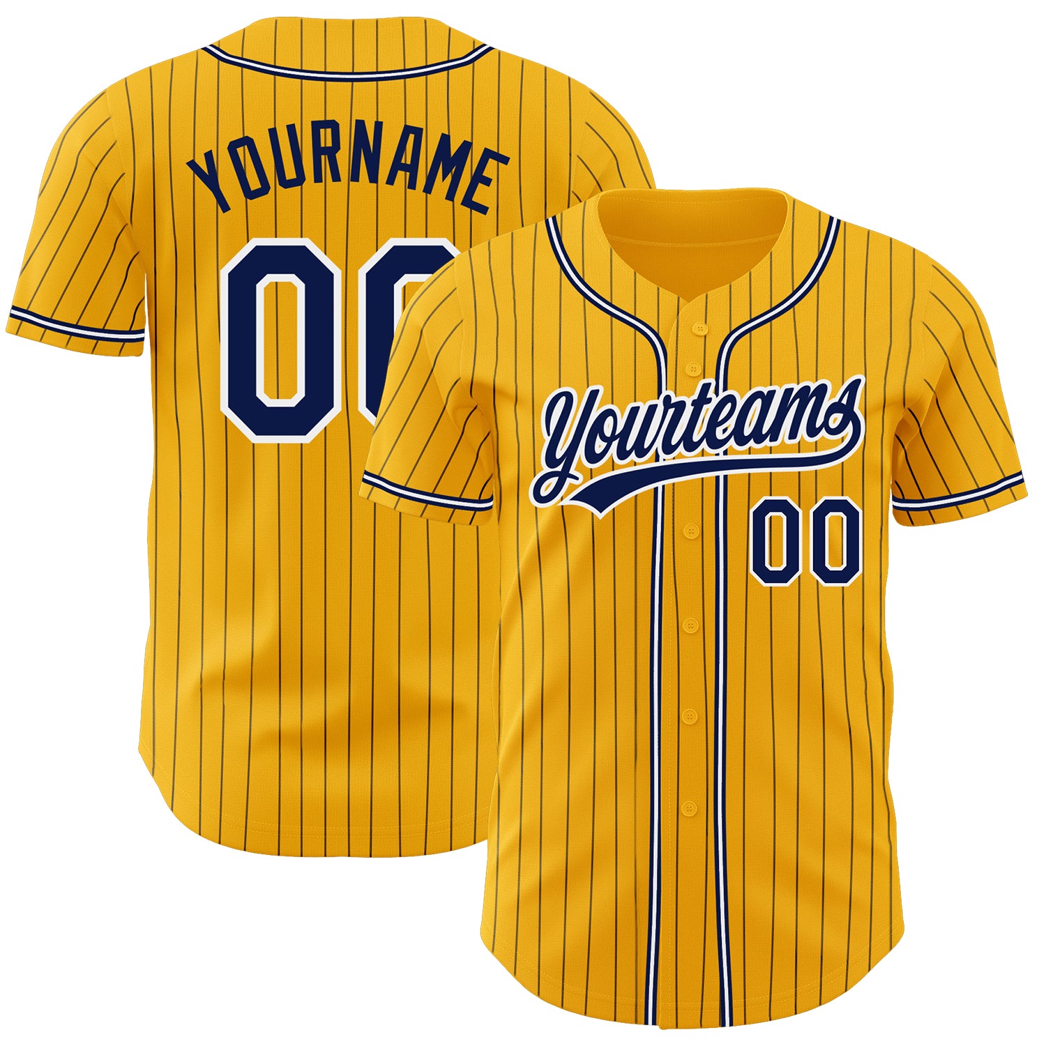 Mckenzieshoponline Gold Navy Pinstripe Navy White Personalized Baseball Jersey For Fans