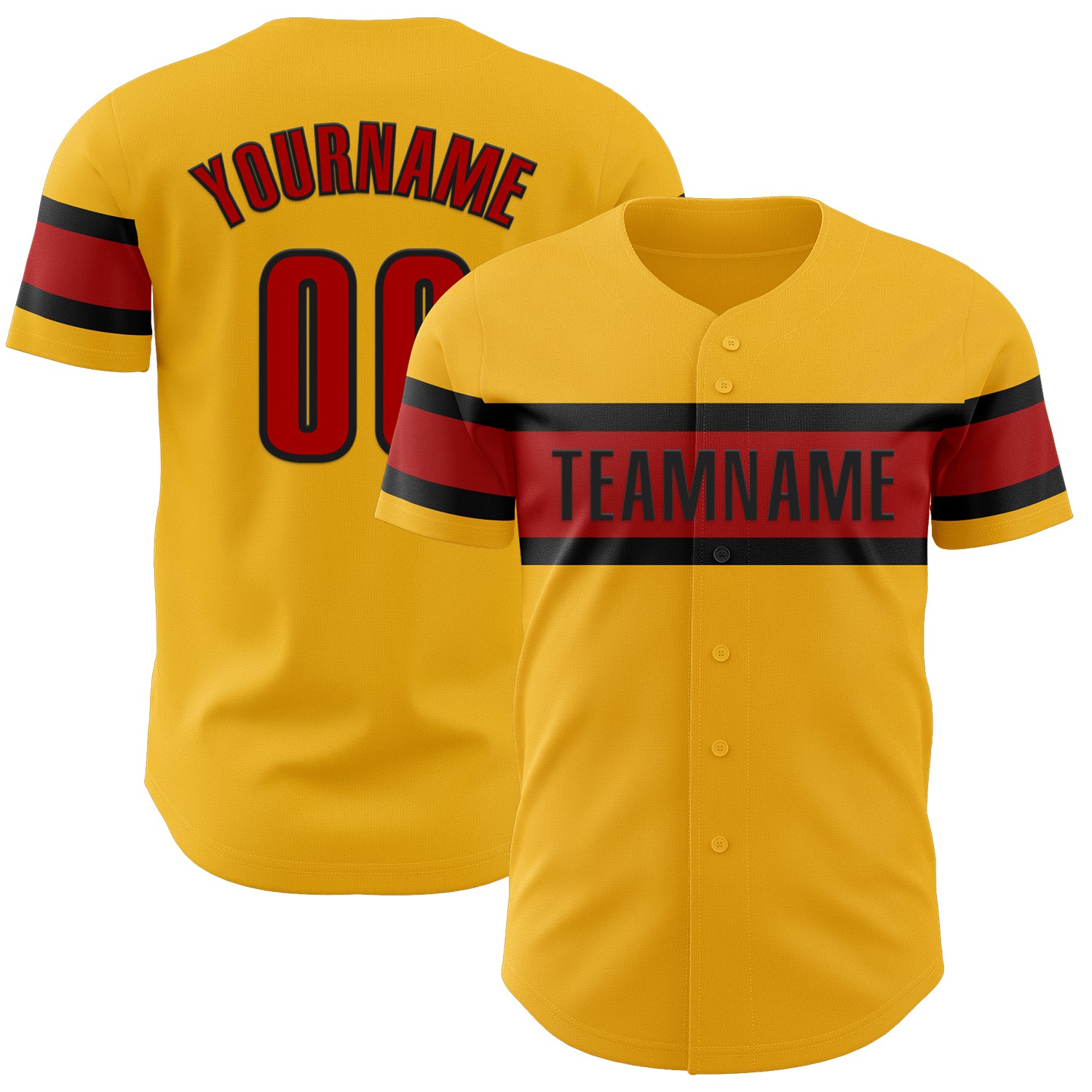 Mckenzieshoponline Gold Red Black Personalized Baseball Jersey For Fans