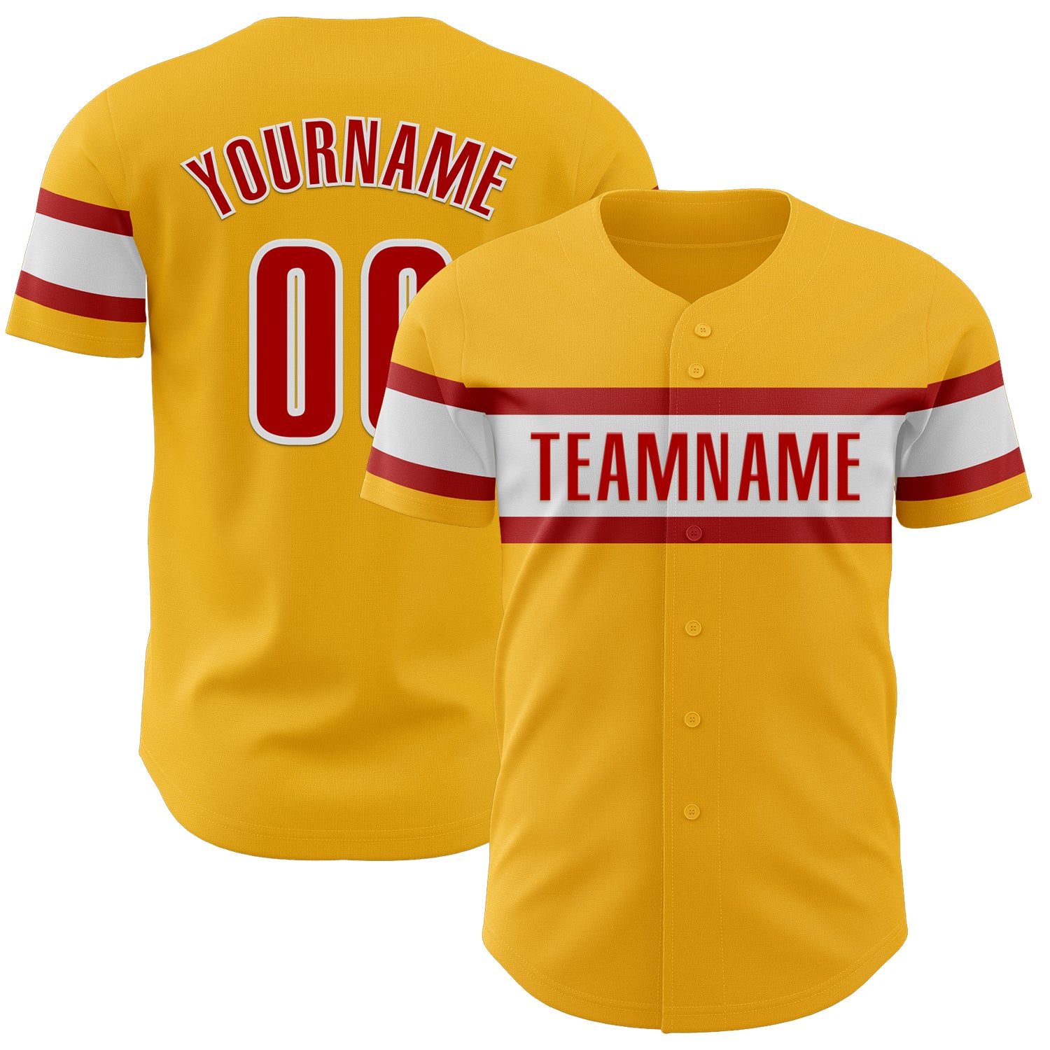Mckenzieshoponline Gold Red White Personalized Baseball Jersey For Fans