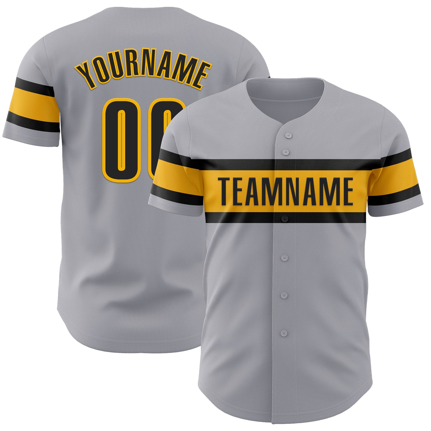 Mckenzieshoponline Gray Black Gold Personalized Baseball Jersey For Fans
