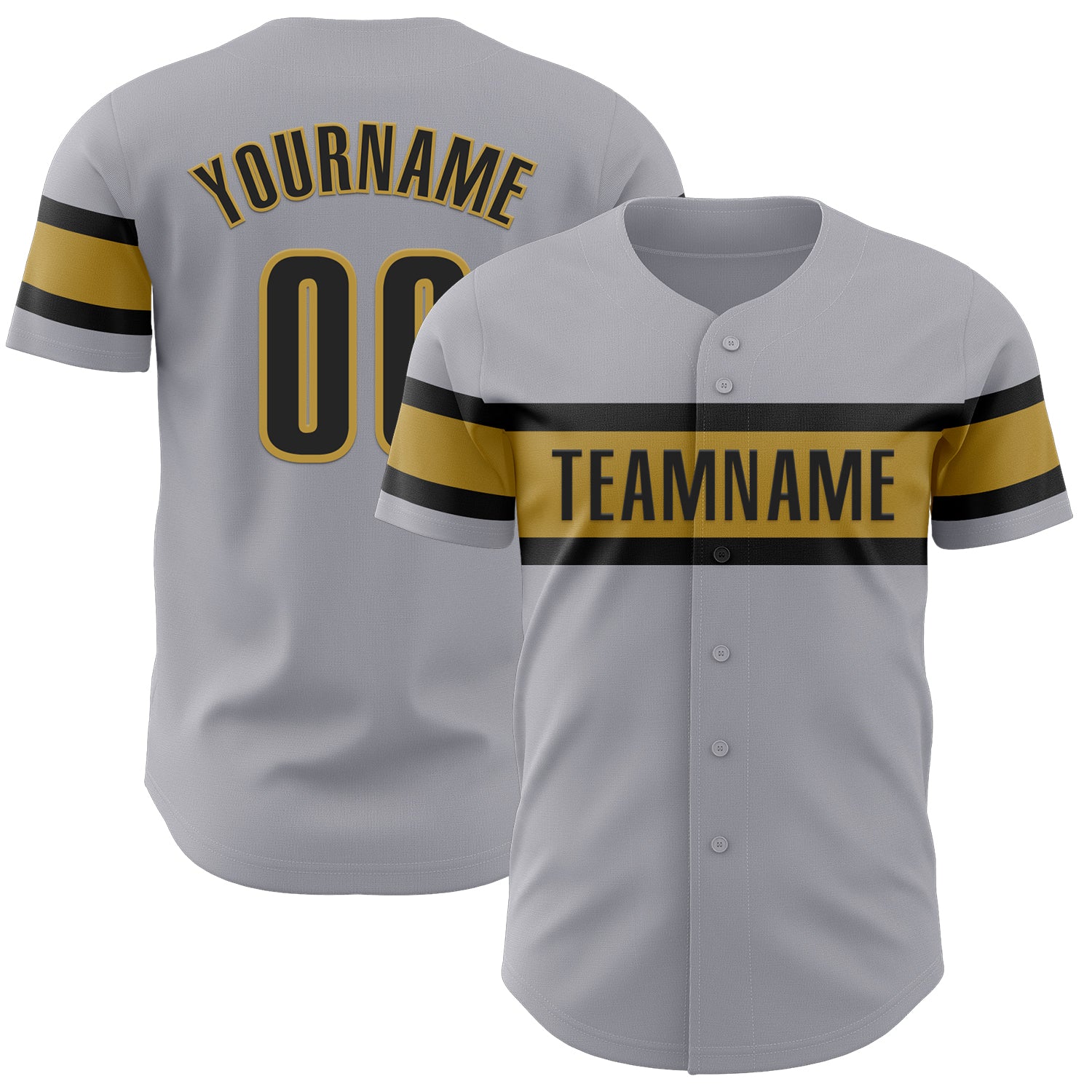 Mckenzieshoponline Gray Black Old Gold Personalized Baseball Jersey For Fans