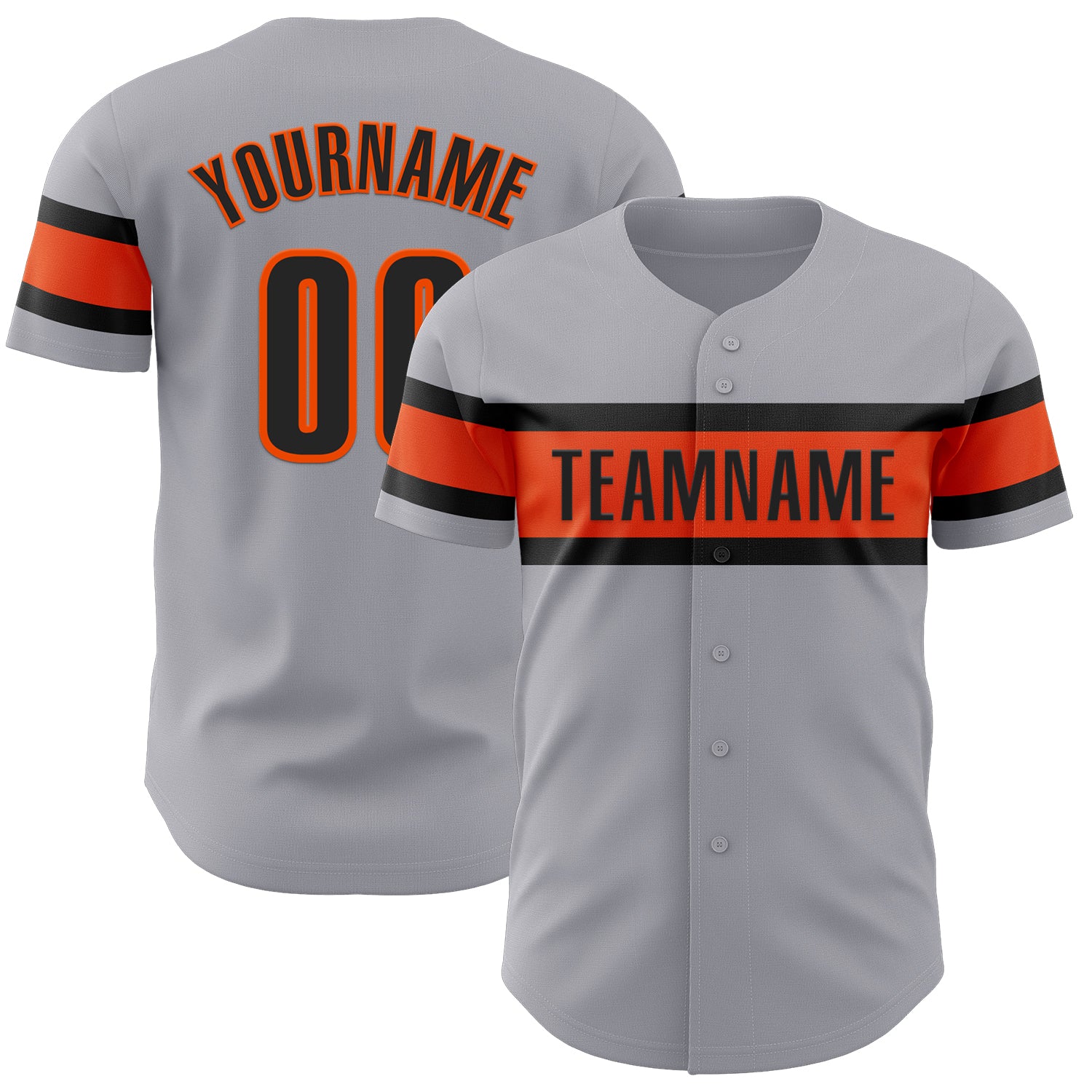 Mckenzieshoponline Gray Black Orange Personalized Baseball Jersey For Fans