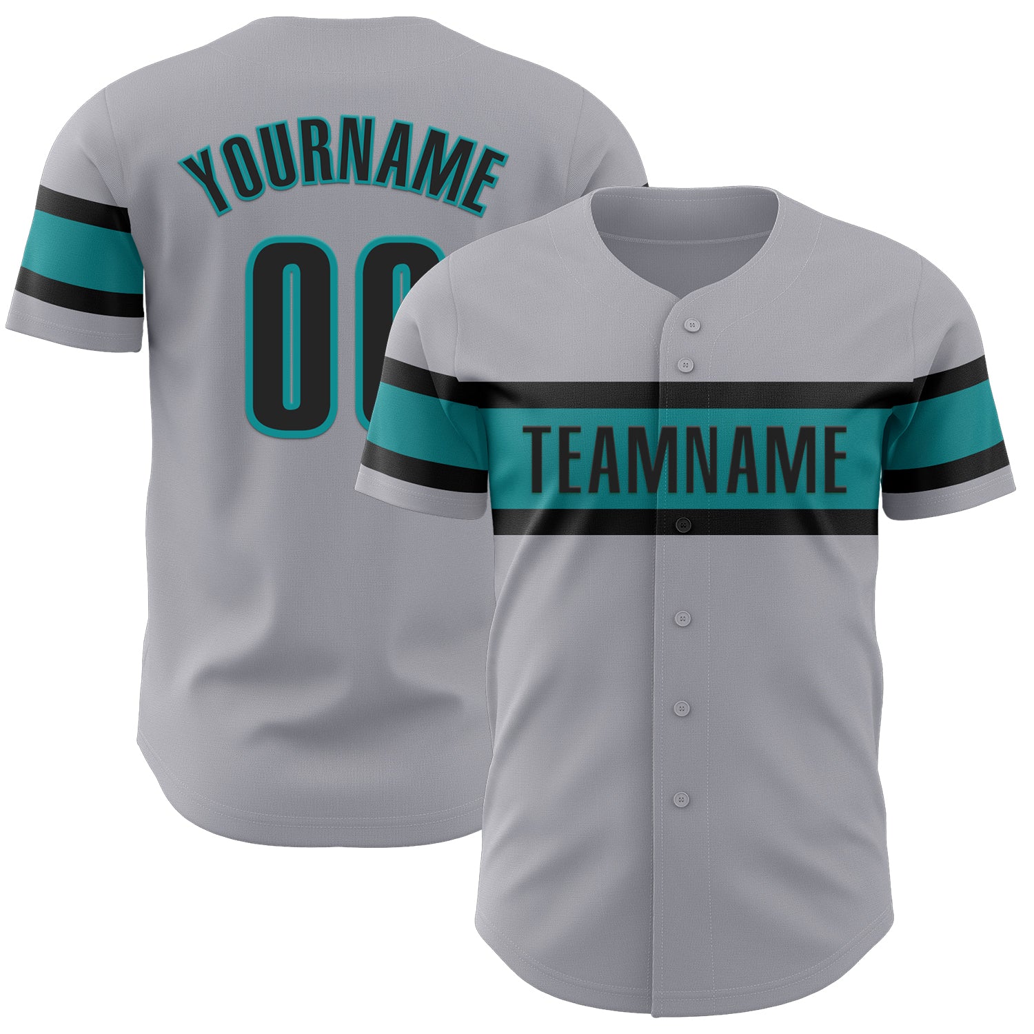 Mckenzieshoponline Gray Black Teal Personalized Baseball Jersey For Fans