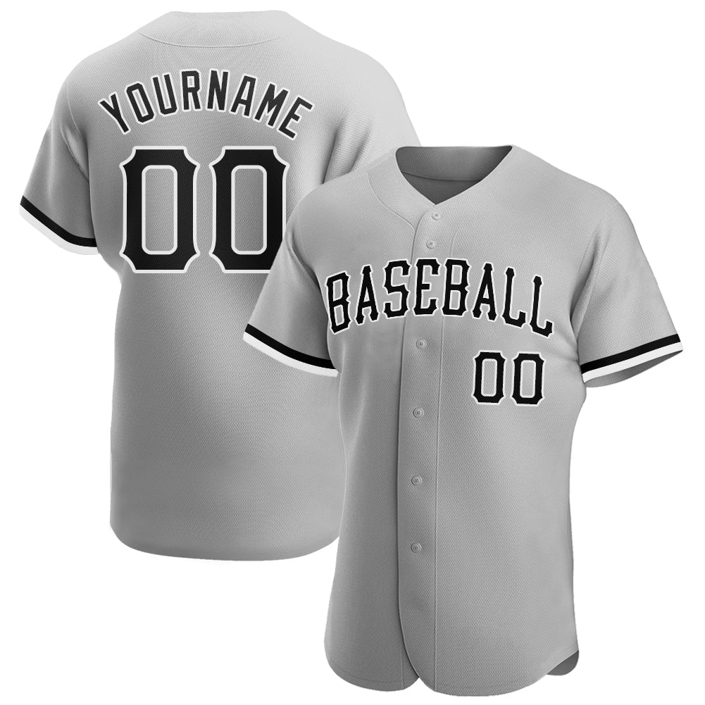 Mckenzieshoponline Gray Black White Personalized Baseball Jersey For Fans