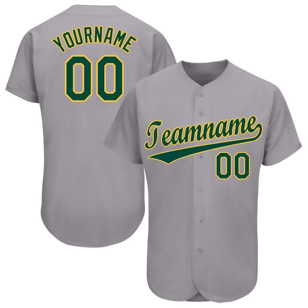 Mckenzieshoponline Gray Green Gold Personalized Baseball Jersey For Fans