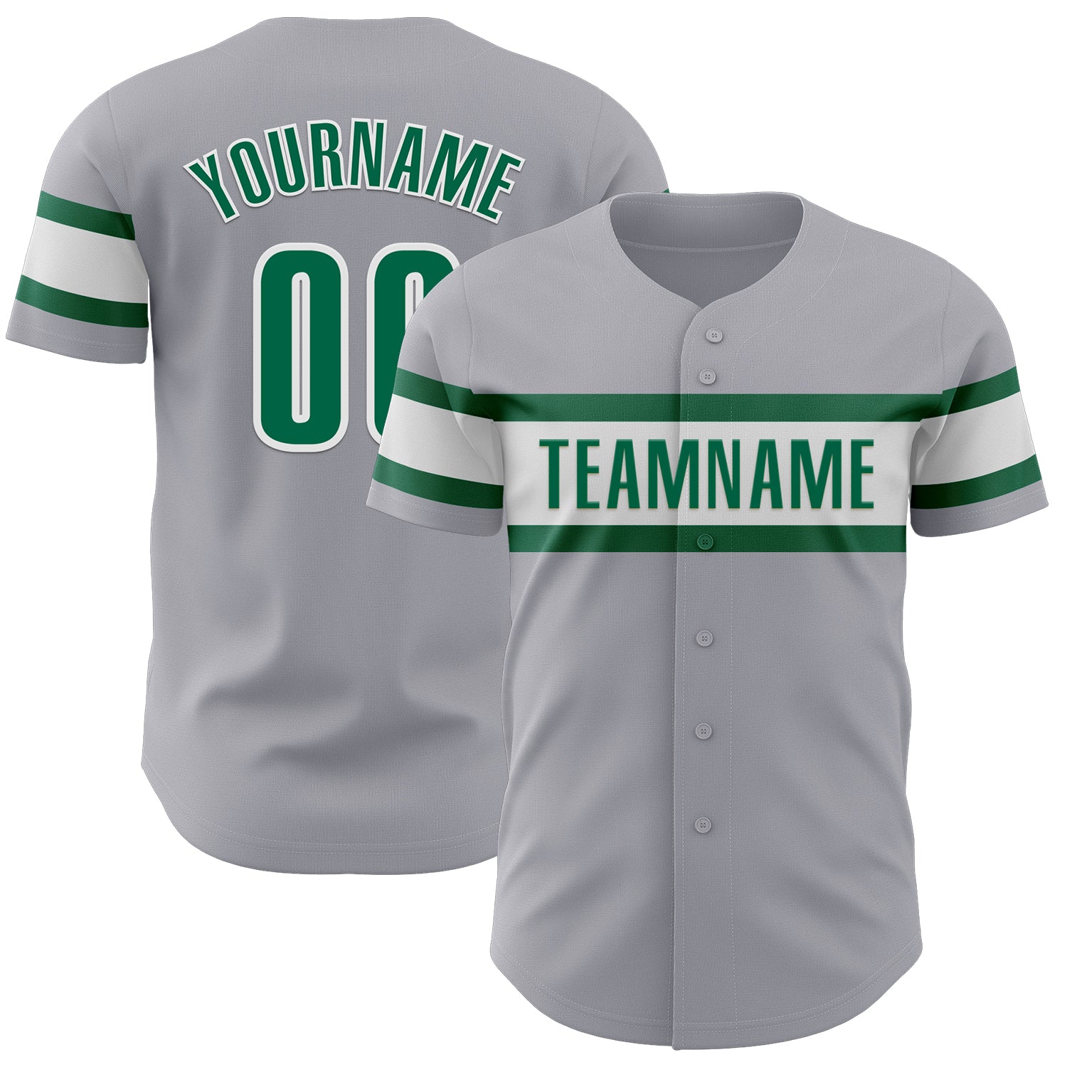 Mckenzieshoponline Gray Kelly Green White Personalized Baseball Jersey For Fans