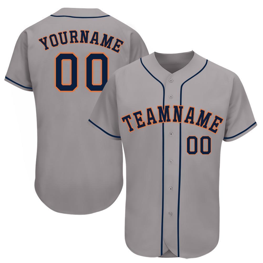 Mckenzieshoponline Gray Navy Orange Personalized Baseball Jersey For Fans