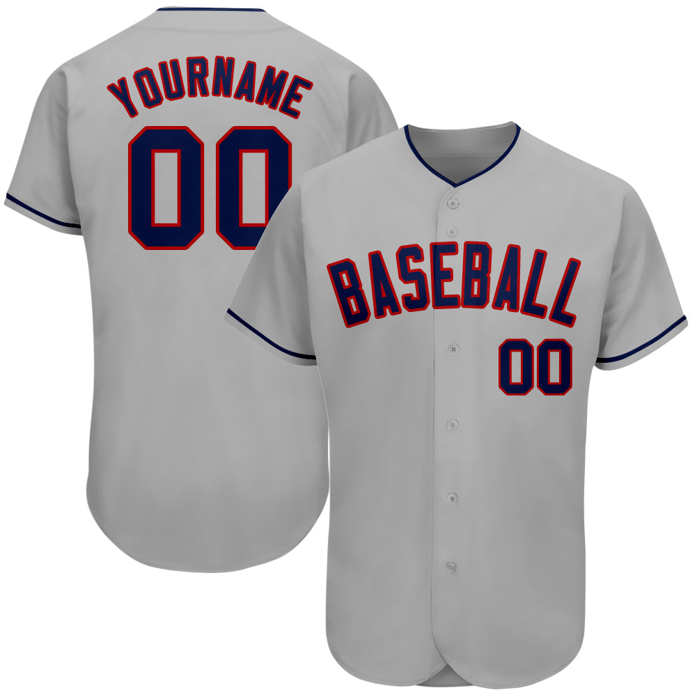 Mckenzieshoponline Gray Navy Red Personalized Baseball Jersey For Fans