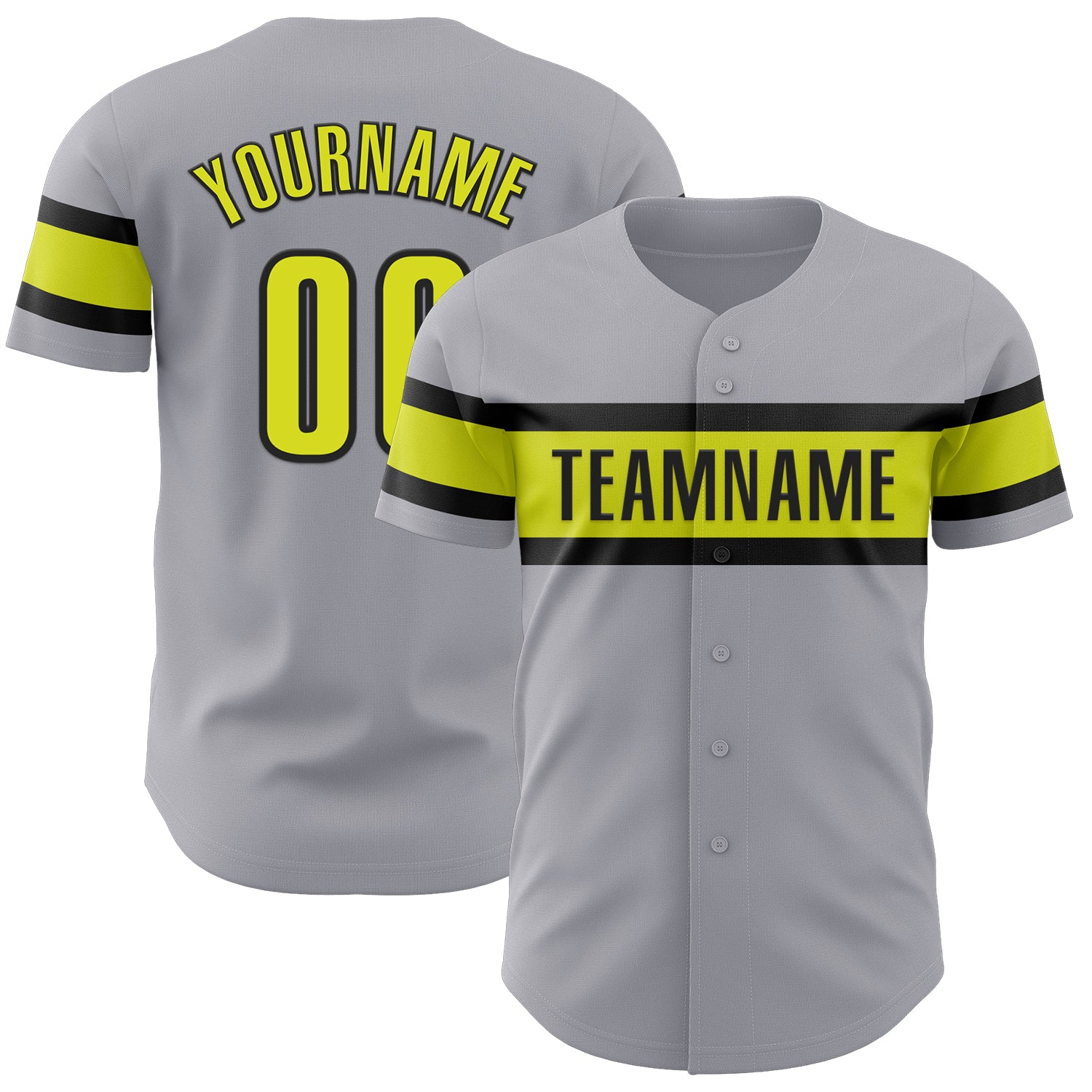 Mckenzieshoponline Gray Neon Yellow Black Personalized Baseball Jersey For Fans