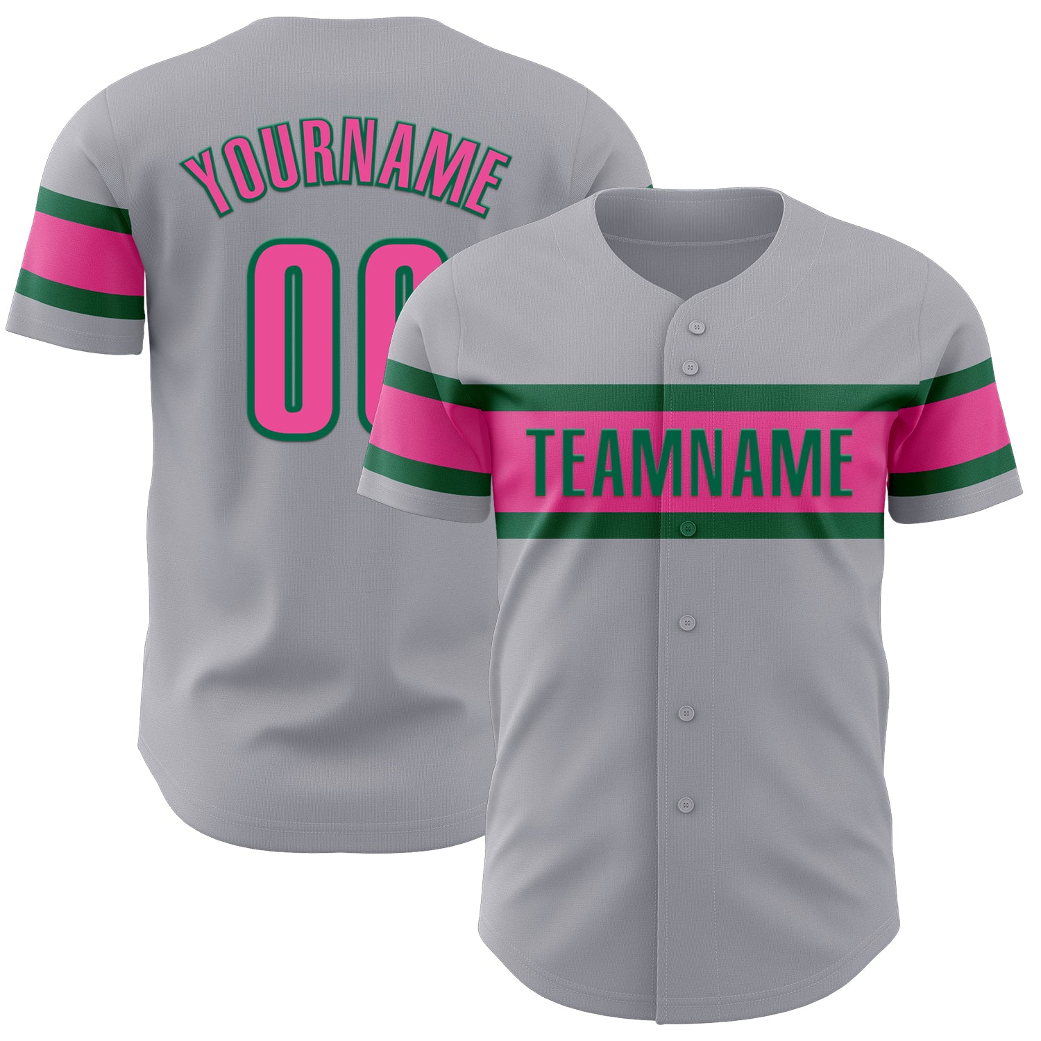 Mckenzieshoponline Gray Pink Kelly Green Personalized Baseball Jersey For Fans