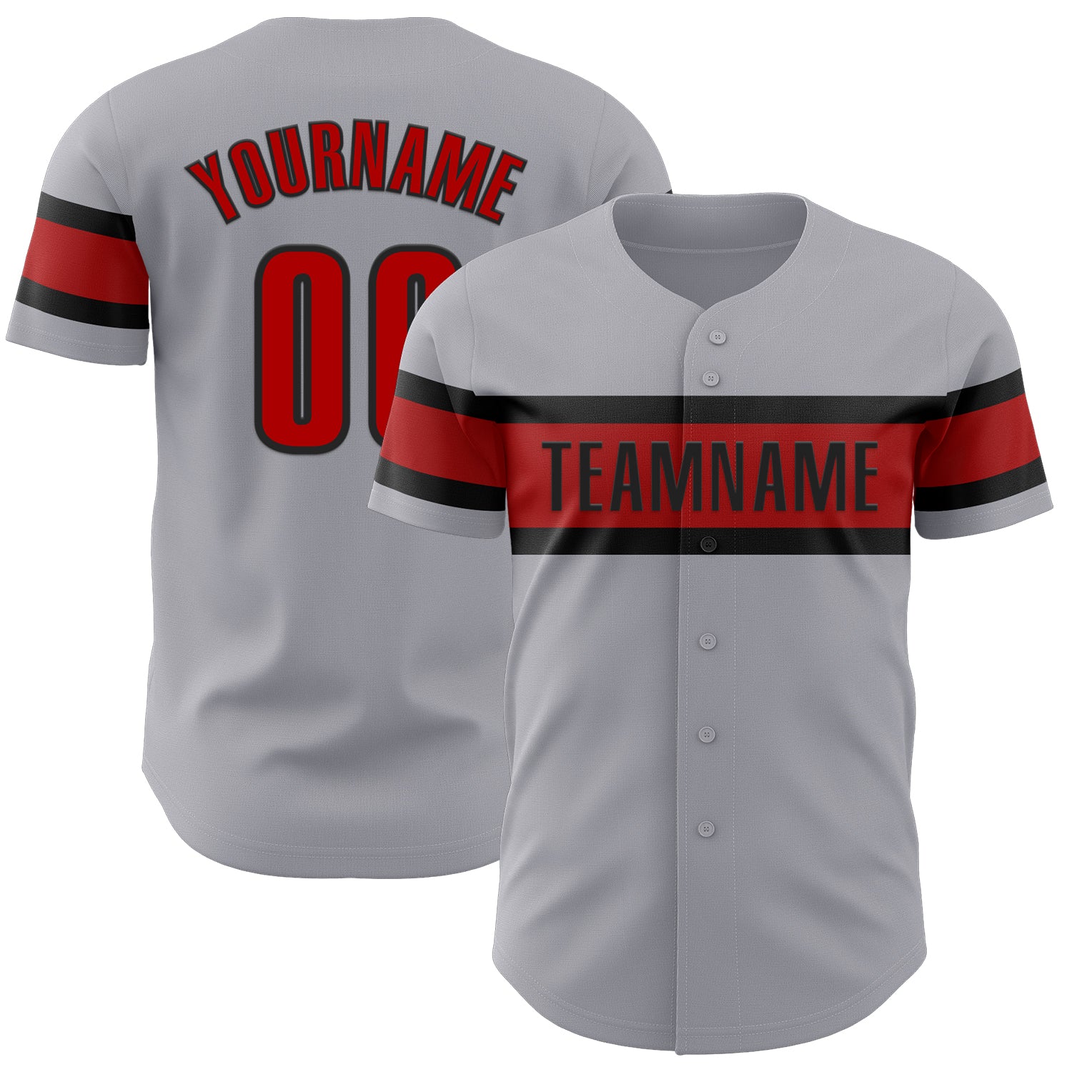 Mckenzieshoponline Gray Red Black Personalized Baseball Jersey For Fans
