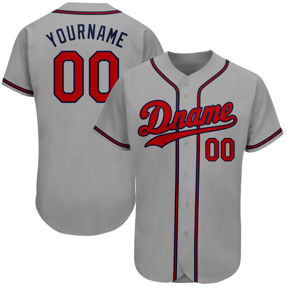 Mckenzieshoponline Gray Red Navy Personalized Baseball Jersey For Fans