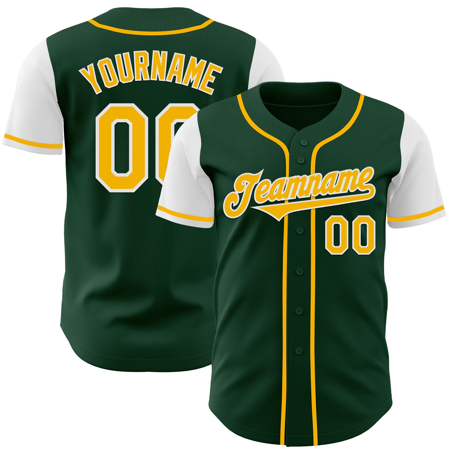 Mckenzieshoponline Green Gold White Two Tone Personalized Baseball Jersey For Fans