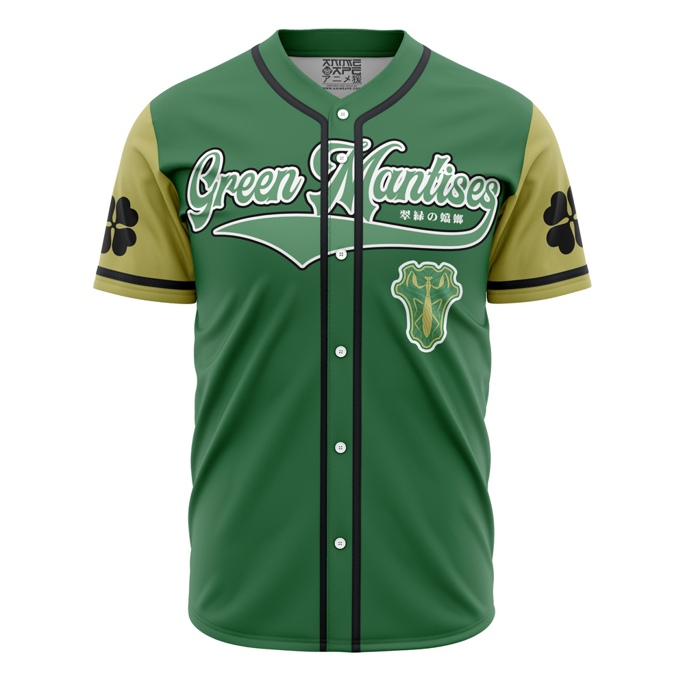 Mckenzieshoponline Green Mantises Black Clover Personalized Baseball Jersey For Fans