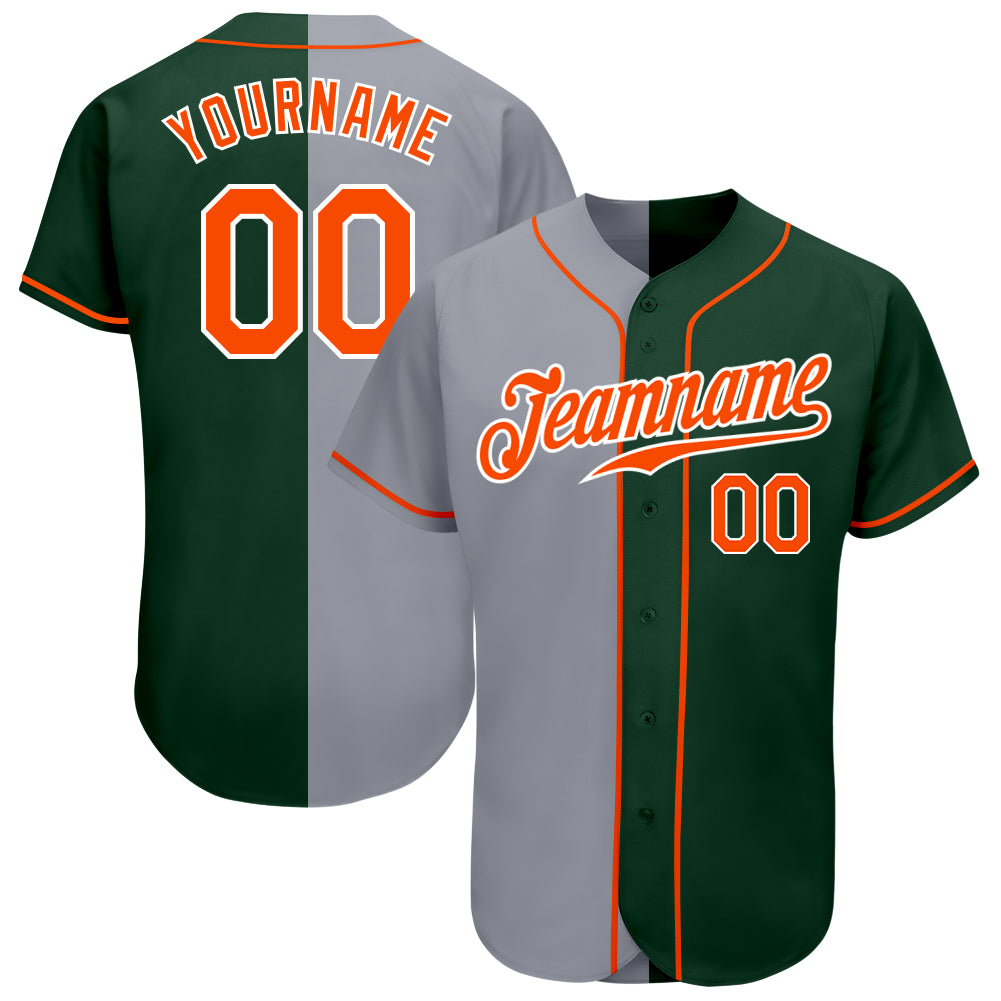 Jerseytrend Green Orange Gray Split Fashion Personalized Baseball Jersey For Fans