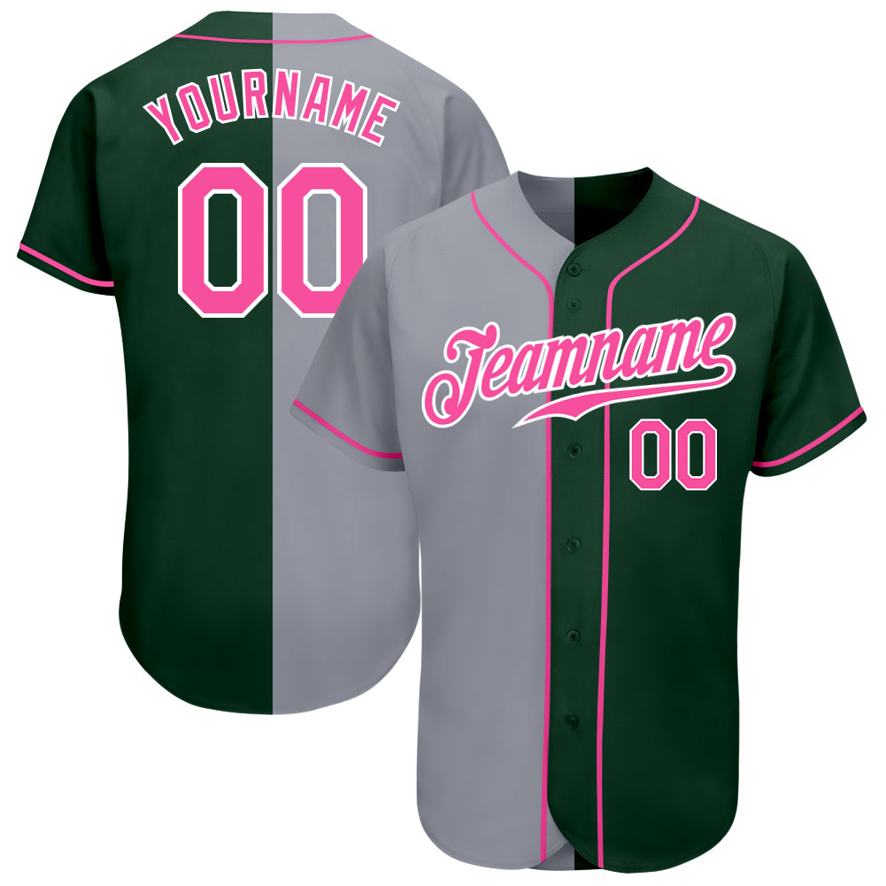 Jerseytrend Green Pink Gray Split Fashion Personalized Baseball Jersey For Fans