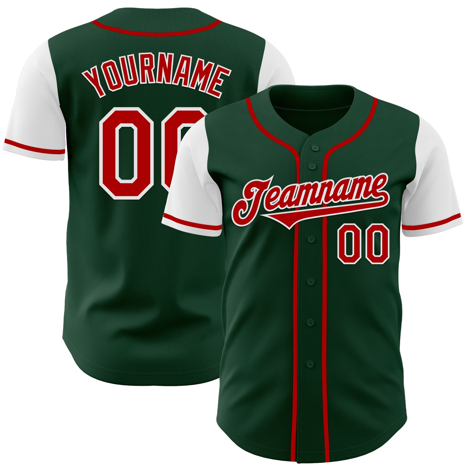 Mckenzieshoponline Green Red White Two Tone Personalized Baseball Jersey For Fans