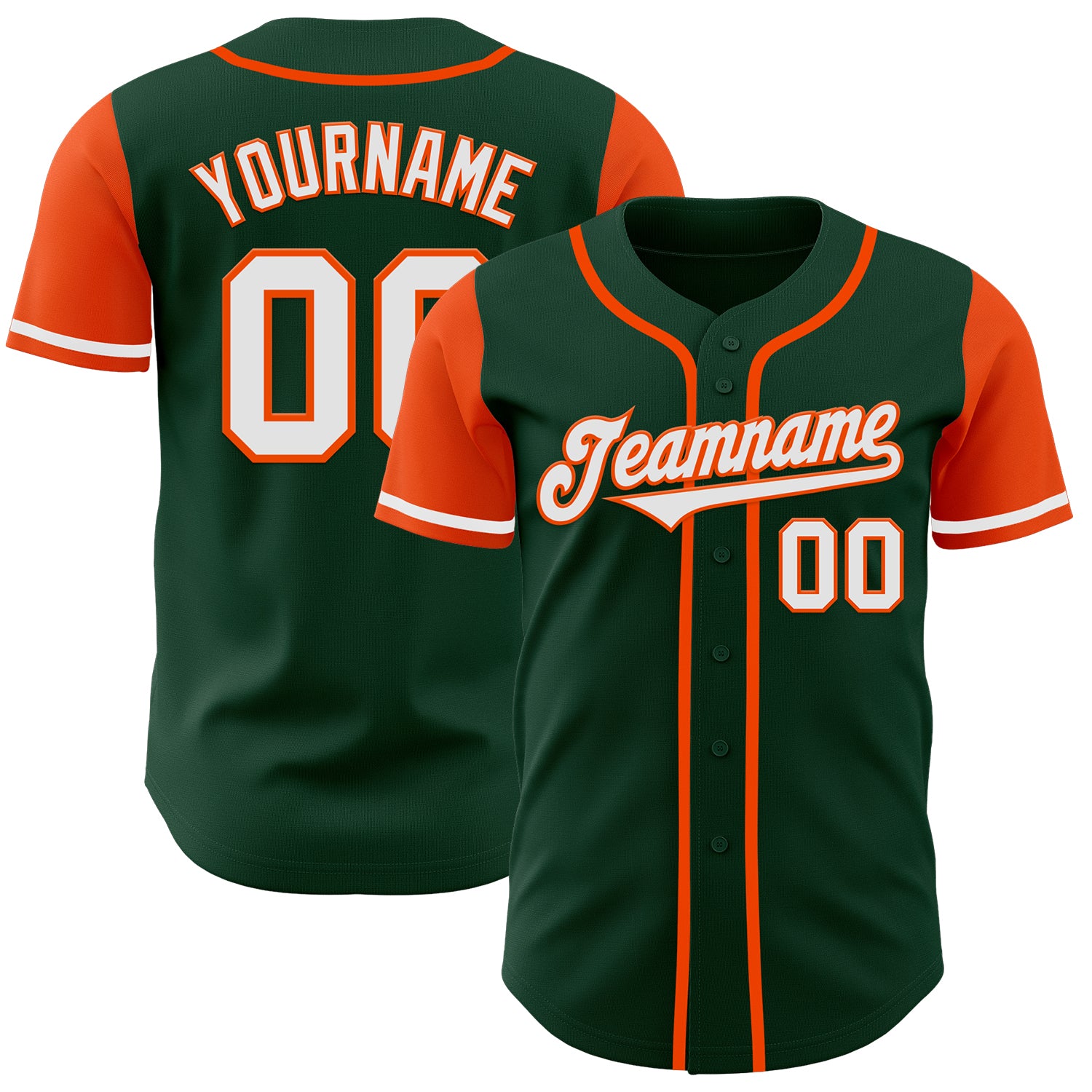 Jerseytrend Green White Orange Two Tone Personalized Baseball Jersey For Fans