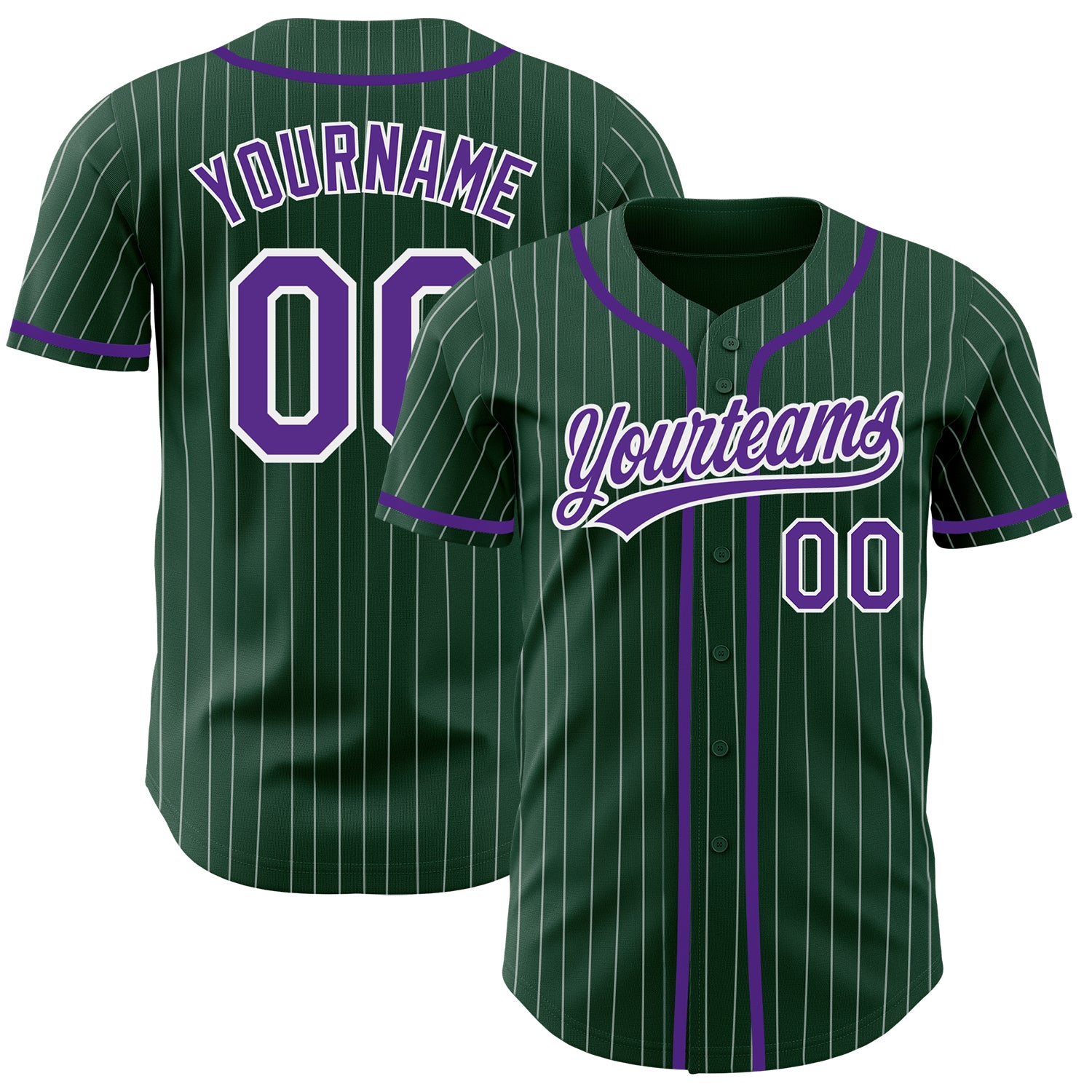 Jerseytrend Green White Pinstripe Purple Personalized Baseball Jersey For Fans